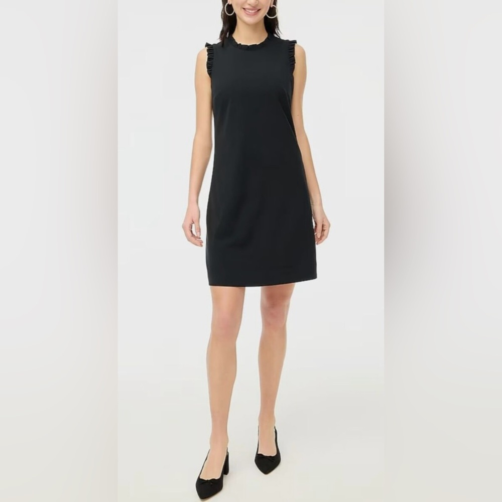 J.Crew Ruffleneck Suiting Dress in black